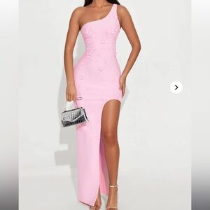 Fashion Nova Pink Asymmetrical Dress